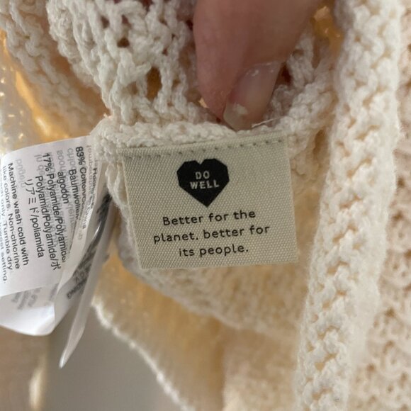 Madewell Pullover Sweater Open Stitch Austen in Cream Cotton Blend size XXS - Picture 4 of 7